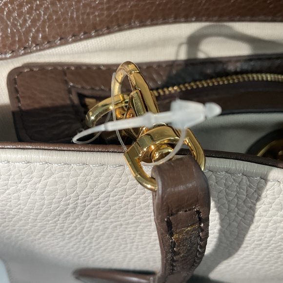 Tory Burch Cream and Brown Shoulder Bag with Gold Accents - Picture 16 of 16